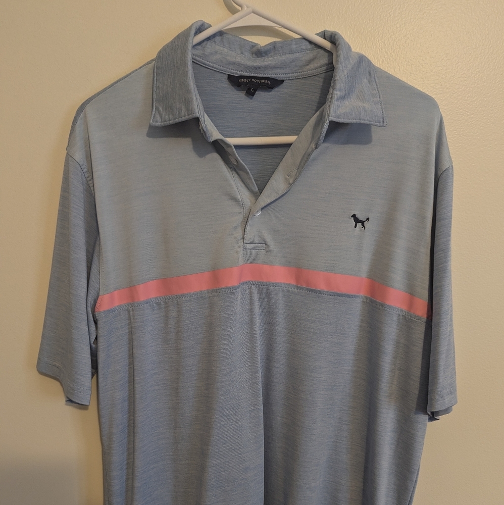 EUC Simply Southern Men's Knit Polo Shirt Size Large